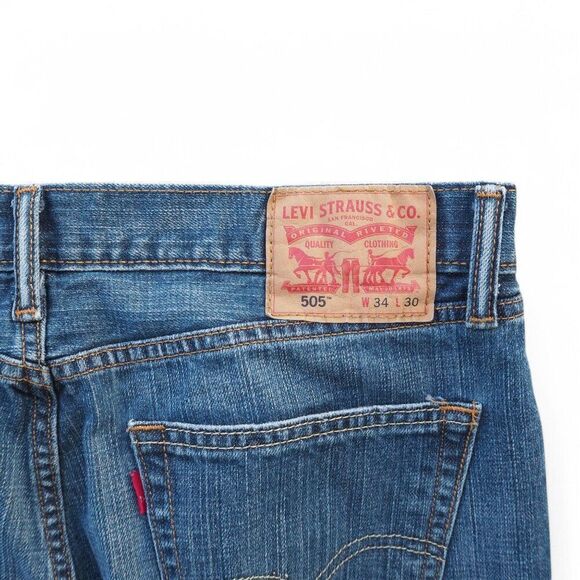Levi Strauss & Co 505 Medium Wash Straight Leg Jeans WPL423 Men's 34 x 30 - Picture 7 of 10